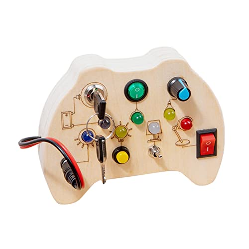 Milageto Montessori Busy Board Sensorisches Spielzeug Praktisches Geschicklichkeits-Lernspiel mit 7 verschiedenen LED-Farben für Reisen, Rollenspiel, von Milageto