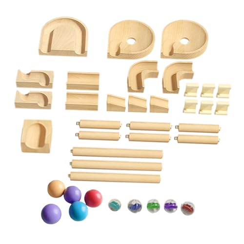 Milageto Murmelbahn aus Holz, Bauspielset, pädagogisch, Holzbausteine-Spielzeug, Murmelbahn-Labyrinthspiel für Jungen und Mädchen im Alter von 4–8 Jahren, Puzzle Trackball von Milageto