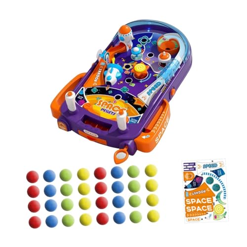 Milageto Murmelspielautomat für Kinder, interaktives Spielzeug, multifunktionales Brettspiel, Kinder, Weltraumrakete, Flipperautomat für Jungen, Mädchen, mit 32 Bällen von Milageto