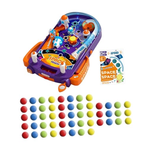 Milageto Murmelspielautomat für Kinder, interaktives Spielzeug, multifunktionales Brettspiel, Kinder, Weltraumrakete, Flipperautomat für Jungen, Mädchen, mit 52 Bällen von Milageto