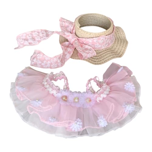 Milageto Niedlicher Puppen-Kleidungsanzug, Puppen-Kleidungszubehör mit Hut, Puppen-Outfit-Set, Overall-Kostüm für 15–17 cm große Puppen, Rosa Hut von Milageto