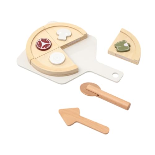 Milageto Pizzaspielzeug aus Holz, Spielset, Lernspielzeug, Küchenspielzeug, realistisches Montessori-Rollenspiel, Küchenzubehör für Kinder ab 3 Jahren , Ohne Ofen von Milageto