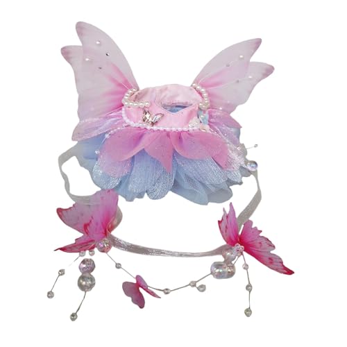 Milageto Plüsch-Puppenkleidung für 15–17 cm große Puppen, Plüsch-Puppenzubehör, Feenkleid mit Haar-Accessoire, weiche, stylische, süße Foto-Requisiten, Pink Blau von Milageto