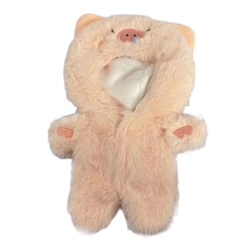 Milageto Plüsch-Puppenkleidung für 20-cm-Kostüme, süße, abnehmbare Foto-Requisiten, Geschenke, Bequeme Kapuzenpullover für Stofftierpuppen, Puppen-Overall, Schwein von Milageto