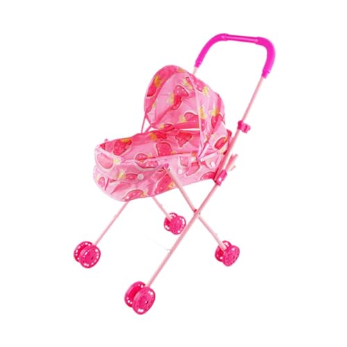 Milageto Puppe Mini Kinderwagen Mini Push Chair Trolley Spielzeug Kutsche Faltbar Vorwand Spielzeug Miniatur Push Cart Spielzeug für Säugling Baby (Pink) von Milageto