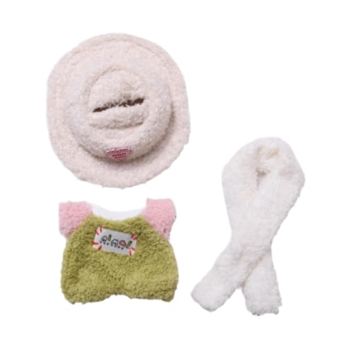 Milageto Puppe Overall DIY Puppe Dekor Pretend Spielen Handgemachte Kleidung Kostüm Zubehör für 15cm-17cm Anhänger Puppen Neujahr Geschenke, Grün mit Hut von Milageto