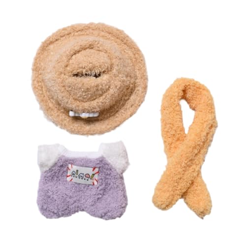 Milageto Puppe Overall DIY Puppe Dekor Pretend Spielen Handgemachte Kleidung Kostüm Zubehör für 15cm-17cm Anhänger Puppen Neujahr Geschenke, Lila mit Hut von Milageto