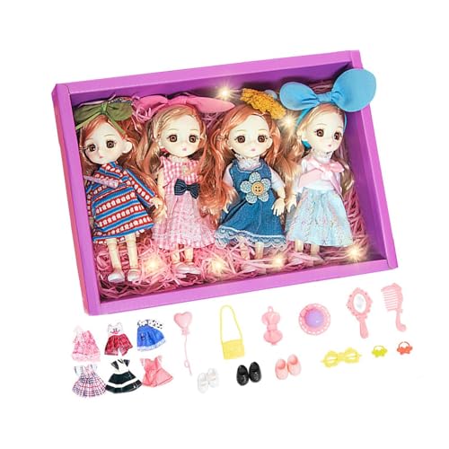 Milageto Puppen Set für Mädchen, Puppenhaus Spielzeug, 15 cm, Geschenkidee, 4 Stück von Milageto