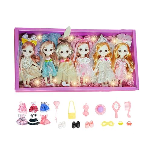 Milageto Puppen Set für Mädchen, Puppenhaus Spielzeug, 15 cm, Geschenkidee, 6 Stück von Milageto