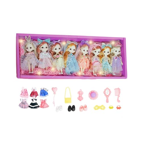 Milageto Puppen Set für Mädchen, Puppenhaus Spielzeug, 15 cm, Geschenkidee, 8 Stück von Milageto