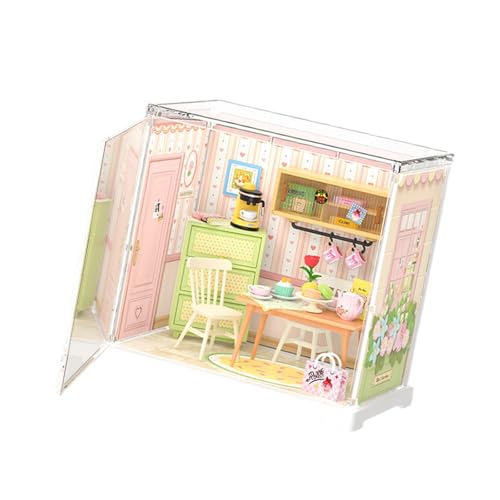 Milageto Puppenhaus DIY Miniatur-Kits mit Möbeln Handarbeit Mini handgefertigtes Haus Modellhaus Bausteine Kit für Erwachsene Freunde, Restaurant von Milageto