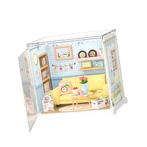 Milageto Puppenhaus DIY Miniatur-Kits mit Möbeln Handarbeit Mini handgefertigtes Haus Modellhaus Bausteine Kit für Erwachsene Freunde, Wohnzimmer von Milageto