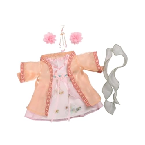 Milageto Puppenkleid für Mädchen, Anzug-Outfit als Geschenk für Kinder, Bezauberndes DIY-Spielzeug, abnehmbare, Bequeme Puppenkleidung für 11,81-Zoll-Puppen, Orange von Milageto