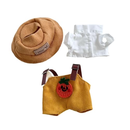 Milageto Puppenkleidungsset, Puppenhosen-Outfits mit Mütze, Bequeme Puppenkleidung für Mädchen, süßer Puppenkleidungsanzug für 17 cm große Puppen, Gelbes Set von Milageto