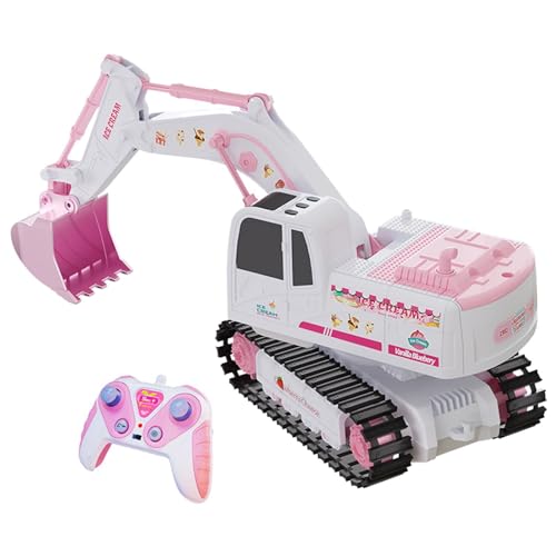 Milageto RC Bagger Spielzeug BAU-LKW Spielzeug Legierung 1:24 Rosa Fernbedienung Kinder Spielzeug Bagger für Erwachsene Frauen von Milageto