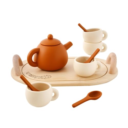 Milageto Rollenspiel-Teeservice, Spielzeug, Teeparty-Set, Rollenspielküche, Küchenspielset für im Alter von 3 4 5 6 Jahren, mit Tablett Milageto Rollenspiel-Teeservice, Spielzeug, Teeparty-Set, Rollenspielküche, Küchenspielset für im Alter von 3 4 5 6 Jahren, mit Tablett von Milageto