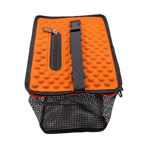 Milageto Schwimmender Angelkorb, Angelnetzkäfig, gummibeschichteter Minnow-Eimer mit 10 m langem Seil, Fischernetz, Fischkorb für gefangene Fische, Orange 29x21x24cm von Milageto