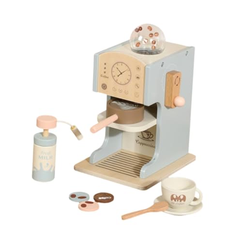 Milageto Simulation Kaffeemaschine Spielzeug, Kinder Holz Küche Spielzeug, Pretend Play Küche Spielzeug Kaffeemaschine Set für Kinder von Milageto