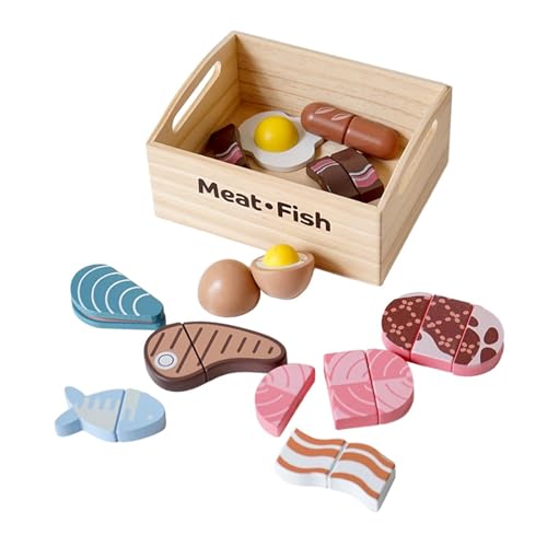 Milageto Spiel-Lebensmittelset aus Holz, Küchenspielset, realistisch, frühes Lernen, Rollenspiel mit Essen für Kinder, Rollenspiel-Küchenspielzeug, für Kinder von Milageto