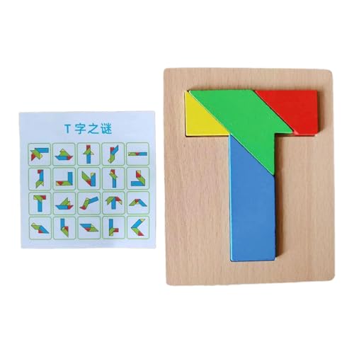 Milageto Tangram-Puzzle aus Holz, Intelligenz-Frühlernspielzeug, Lernspielzeug, Denksportaufgaben-Puzzle, für Kinder im Vorschulalter, Style A von Milageto