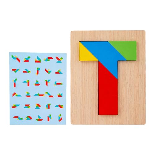 Milageto Tangram-Puzzle aus Holz, Intelligenz-Frühlernspielzeug, Lernspielzeug, Denksportaufgaben-Puzzle, für Kinder im Vorschulalter, Style B von Milageto