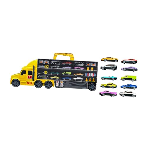 Milageto Transport-LKW-Spielzeug für Kinder, Transport-Träger-LKW-Spielzeugset, Aufbewahrung von Autos und Transporter-Spielzeug-LKW für Kinder, Jungen, Gelb von Milageto