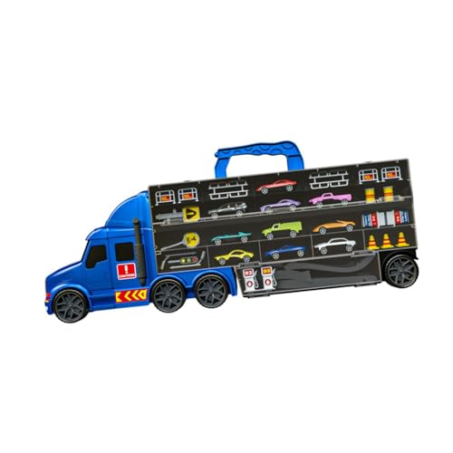 Milageto Transportträger-LKW-Spielzeugset, Autos, Aufbewahrung und Transporter, Spielzeug-LKW, Faltbarer Transport-LKW, Spielzeug für Kinder, Jungen und, Blau von Milageto