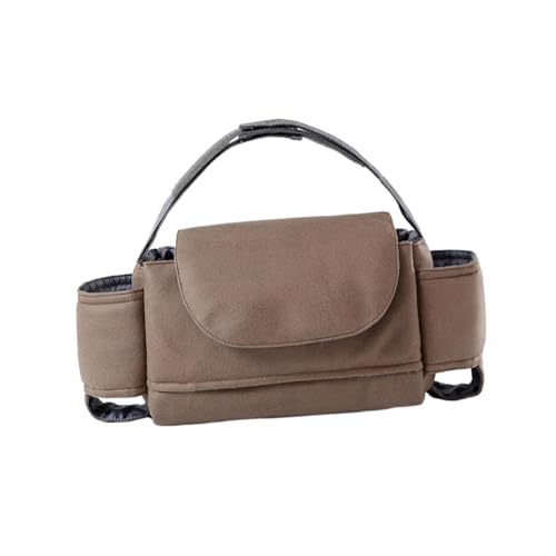 Milageto Wickeltaschen für Babys, Tasche für Kinderwagen, Verstellbarer Riemen, Tasche für Feuchttücher, Canvas, stilvoller Kinderwagen-Organizer für Windeln, Dunkelbraun von Milageto