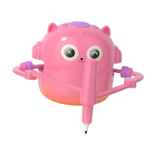 Milageto Interaktiver Zeichenroboter, Desktop-Begleitroboter-Spielzeug, pädagogischer Zeichenroboter mit 100 Karten und 2 Stiften, elektrisches Robotik-Partner-Spielzeug für Kinder, Rosa von Milageto