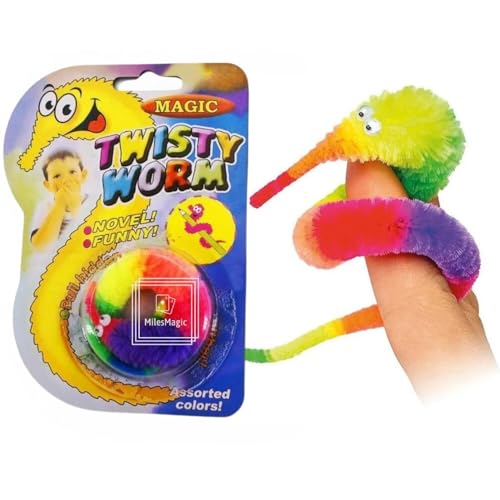 MilesMagic Magician's Twisty Worm Gimmick | Unsichtbare Fadenschnur kommandierend lustig wackelig bewegliche Fuzzy Worms auf unsichtbarer Schnur Close Up Magic Trick | 1 Stück, mehrfarbig von MilesMagic