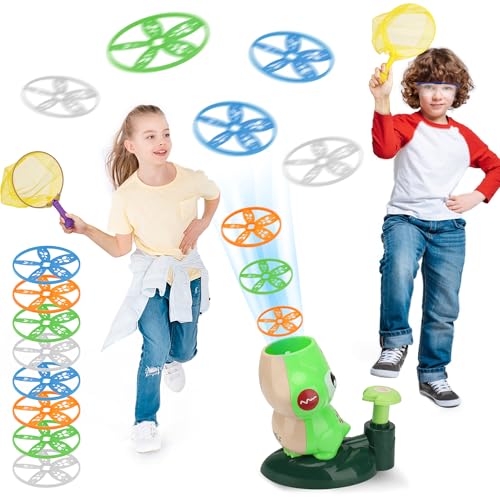 MILIFOX Launcher Untertasse,Flugscheiben Launcher Disc Shooter Spielzeug für Kinder,Pop up Flying Saucer,Fliegende Untertasse Spielzeug Set,Step on Flying Discs Launcher Toy für Kinder 3 4 5 6 Jahre von Milifox