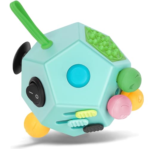 Milifox 12 Sided Fidget Cube - Fidget Cube Spielzeug für Erwachsene & Kinder mit ADHD, ADD, Autismus,Anti-Stress Angst Relief Original Infinity Toys(Blau ) von Milifox