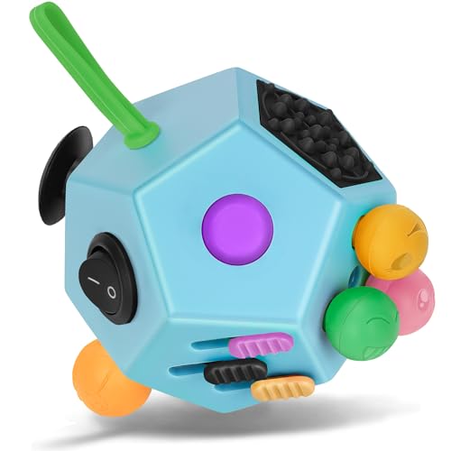 Milifox 12 Sided Fidget Cube - Fidget Cube Spielzeug für Erwachsene & Kinder mit ADHD, ADD, Autismus,Anti-Stress Angst Relief Original Infinity Toys(New Blue ) von Milifox