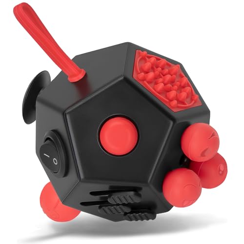 Milifox 12 Sided Fidget Cube - Fidget Cube Spielzeug für Erwachsene & Kinder mit ADHS, ADD, Autismus,Anti-Stress Angst Relief Original Infinity Toys(Black Red ) von Milifox