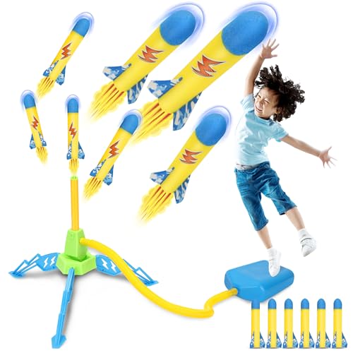 Milifox Rakete Luftdruck Rakete - Raketen Spielzeug für Kinder Outdoor Spiele für Kinder - Power Launcher Rocket Kinder Rakete Luftraketen für Kinder - Perfekte Ostergeschenke für Kinder Garten von Milifox