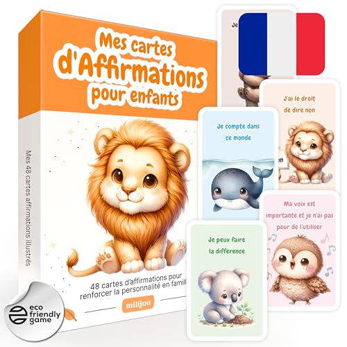 Milijou | 48 positive Affirmationskarten für Kinder von 3 bis 12 Jahren – Lern- und Spielkartenspiel – entwickelt Selbstvertrauen, Wertschätzung und Wohlwollen – Geschenk für Mädchen und Jungen von Milijou