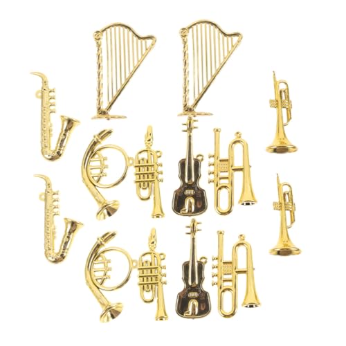 MILISTEN 14st Musikinstrument-anhänger Miniaturen Zur Dekoration Mini-Instrument Musikalische Dekoration Musikalische Miniaturen Winzige Instrumente Miniaturinstrument Zubehör Harz Golden von Milisten