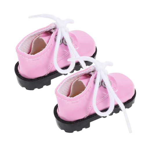 Milisten 1 Paar Puppe Glänzende Lederschuhe Puppenschuhe Kinder Minischuhe Spielzeug Puppenmädchenschuhe Miniatur-schuhverzierungen Mini-schuhverzierungen Miniatur-Schuhe Kunstleder Rosa von Milisten