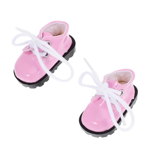 Milisten 1 Paar Puppe glänzende Lederschuhe Mini Schuhe Puppen Accessoires Puppen Dekoration Puppen Schuhe online Mode Puppen Schuhe Mini-Schuhverzierungen Minipuppenschuhe Kunstleder Rosa von Milisten