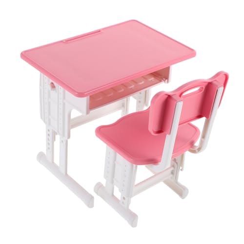 Milisten 1 Set Puppenhausmöbel: Miniatur-Tisch- Und Stuhlmodell, Klassenzimmerspielzeug, Miniatur-schulspielset Für Puppenhaus-studienzimmerzubehör, Rosa Milisten 1 Set Puppenhausmöbel: Miniatur-Tisch- Und Stuhlmodell, Klassenzimmerspielzeug, Miniatur-schulspielset Für Puppenhaus-studienzimmerzubehör, Rosa von Milisten