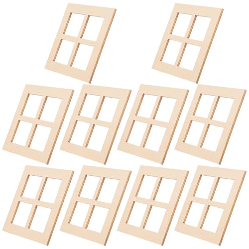 Milisten 10Pcs Dollhouse Windows 1: 12 Miniaturpuppenhausmöbel Fensterrahmen Puppenhaus Fenster Modell Holz Mini Hausfenster Für Handwerkspuppen Häuser Dekoration von Milisten