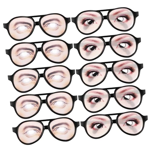 Milisten 10St lustige Brille Scherzbrille Streichbrille mit Augen Cosplay-Brillengestelle blöde brille Trickbrille Verkleidungsbrille Narrenbrille Partyzubehör Streich-Requisiten Plastik von Milisten