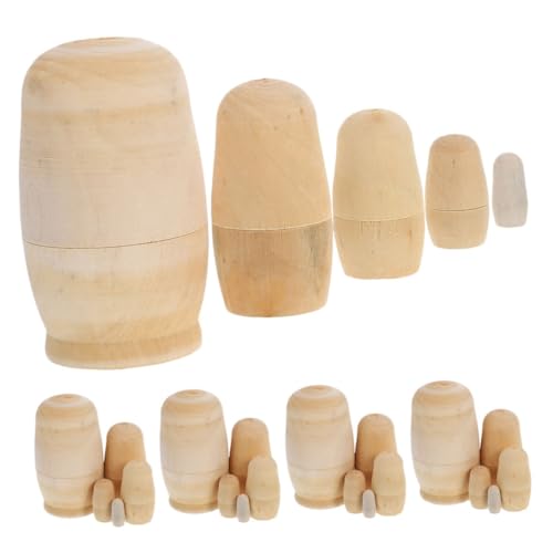 Milisten 5sätze Holz Matrjoschka Puppen Zum Bemalen Unbemalt Russische Nistspielzeug Für Heimwerker Und Junge Mädchen Bastelprojekte Milisten 5sätze Holz Matrjoschka Puppen Zum Bemalen Unbemalt Russische Nistspielzeug Für Heimwerker Und Junge Mädchen Bastelprojekte von Milisten