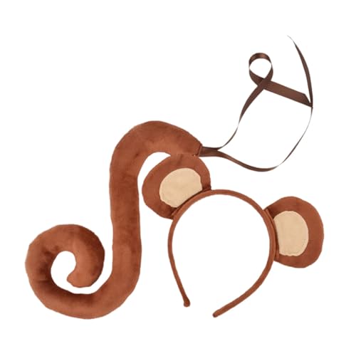 Milisten Affenohren Haarreif und Affenschwanz Set aus Weichem Material für Karneval Tierkostüm Cosplay Party Dschungel Verkleidung Erwachsene Milisten Affenohren Haarreif und Affenschwanz Set aus Weichem Material für Karneval Tierkostüm Cosplay Party Dschungel Verkleidung Erwachsene von Milisten