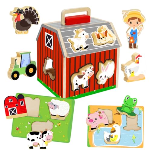Milisten Holzbauernhof Puzzlespiel Lernspielzeug Pädagogisches Holz Bauernhaus Steckspiel für Kleinkinder mit Feinmotorischer Räumlichem und Kreativem Rollenspiel Milisten Holzbauernhof Puzzlespiel Lernspielzeug Pädagogisches Holz Bauernhaus Steckspiel für Kleinkinder mit Feinmotorischer Räumlichem und Kreativem Rollenspiel von Milisten