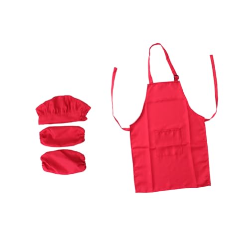 Milisten Kochset mit Verstellbarer Schürze Kochmütze und Ärmelstulpen Mittlere für Jahre Rot zum Kochen Backen Malen und Dekorieren bei Kinderpartys Milisten Kochset mit Verstellbarer Schürze Kochmütze und Ärmelstulpen Mittlere für Jahre Rot zum Kochen Backen Malen und Dekorieren bei Kinderpartys von Milisten
