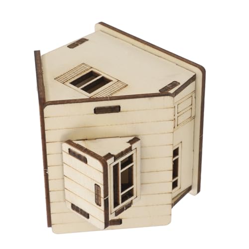 Milisten Miniaturhaus Holzhaus Modell Puppenhaus Set holzspielzeug Deko Holzhaus Wohnaccessoire dekoratives Cartoon-Stand -Kit Holzhausfiguren Mini- hölzern Khaki von Milisten