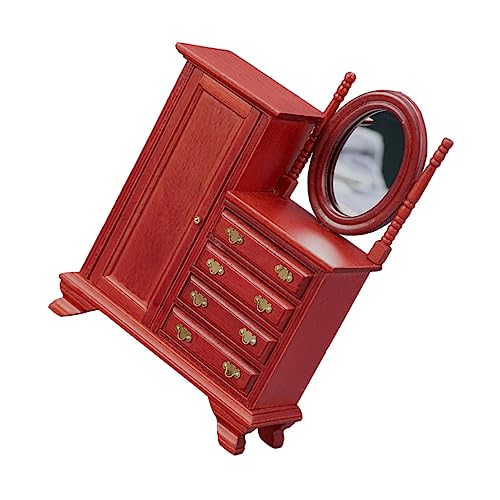 Milisten Puppenmöbel Vintage Schminktisch mit Schublade Rotes Puppenhaus Schlafzimmer Möbel Dekoratives Mini Kommode Modell Vielseitiges Puppenhaus Zubehör Milisten Puppenmöbel Vintage Schminktisch mit Schublade Rotes Puppenhaus Schlafzimmer Möbel Dekoratives Mini Kommode Modell Vielseitiges Puppenhaus Zubehör von Milisten