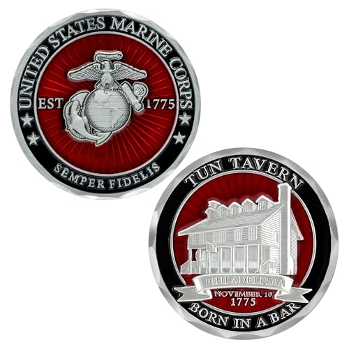 Tun Tavern USMC Coin - Marine Corps Challenge Coin - USMC Gifts Certified Disabled USMC Veteran Owned Small Business von Military Gift Shop