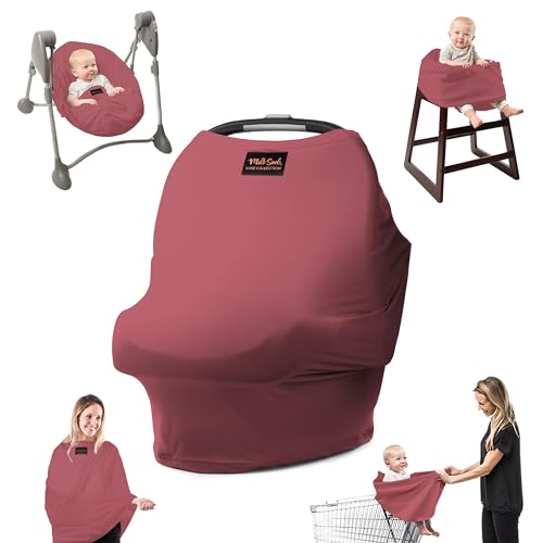 Milk Snob Original 5-in-1 Luxe Bezug – Multifunktionale Babytrage mit Stilltop-Funktion | Stilltuch für unterwegs, Kinderwagen Sonnenschutz, Bezug für Babyschale, etc. (Ash Rose) von Milk Snob